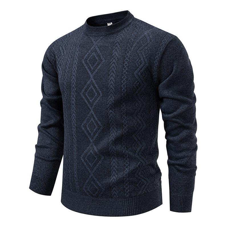 Emmerich Men's Fine Knit Sweater with Diamond Pattern - Blue Gray