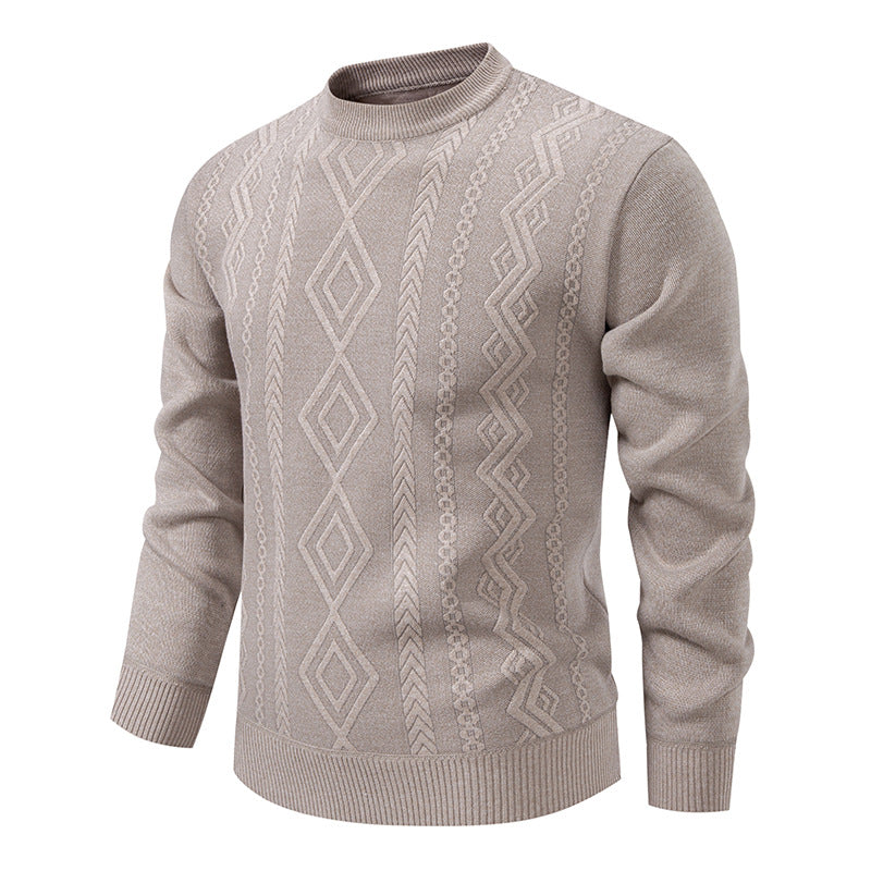 Emmerich Men's Fine Knit Sweater with Diamond Pattern - Beige