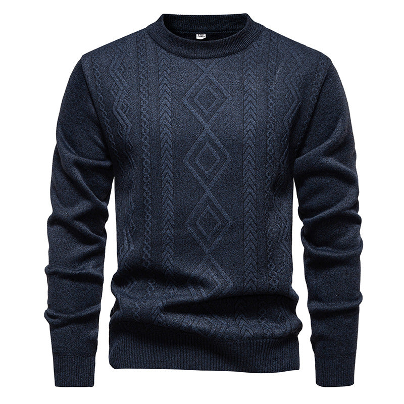 Emmerich Men's Fine Knit Sweater with Diamond Pattern - Blue Gray