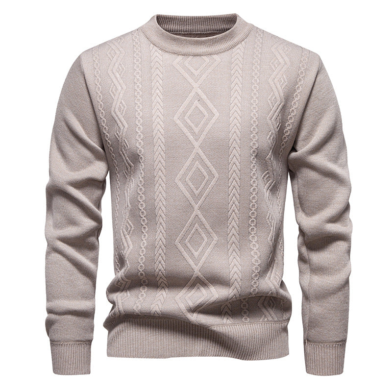 Emmerich Men's Fine Knit Sweater with Diamond Pattern - Beige