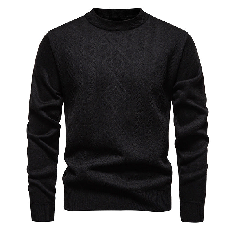 Emmerich Men's Fine Knit Sweater with Diamond Pattern - Black