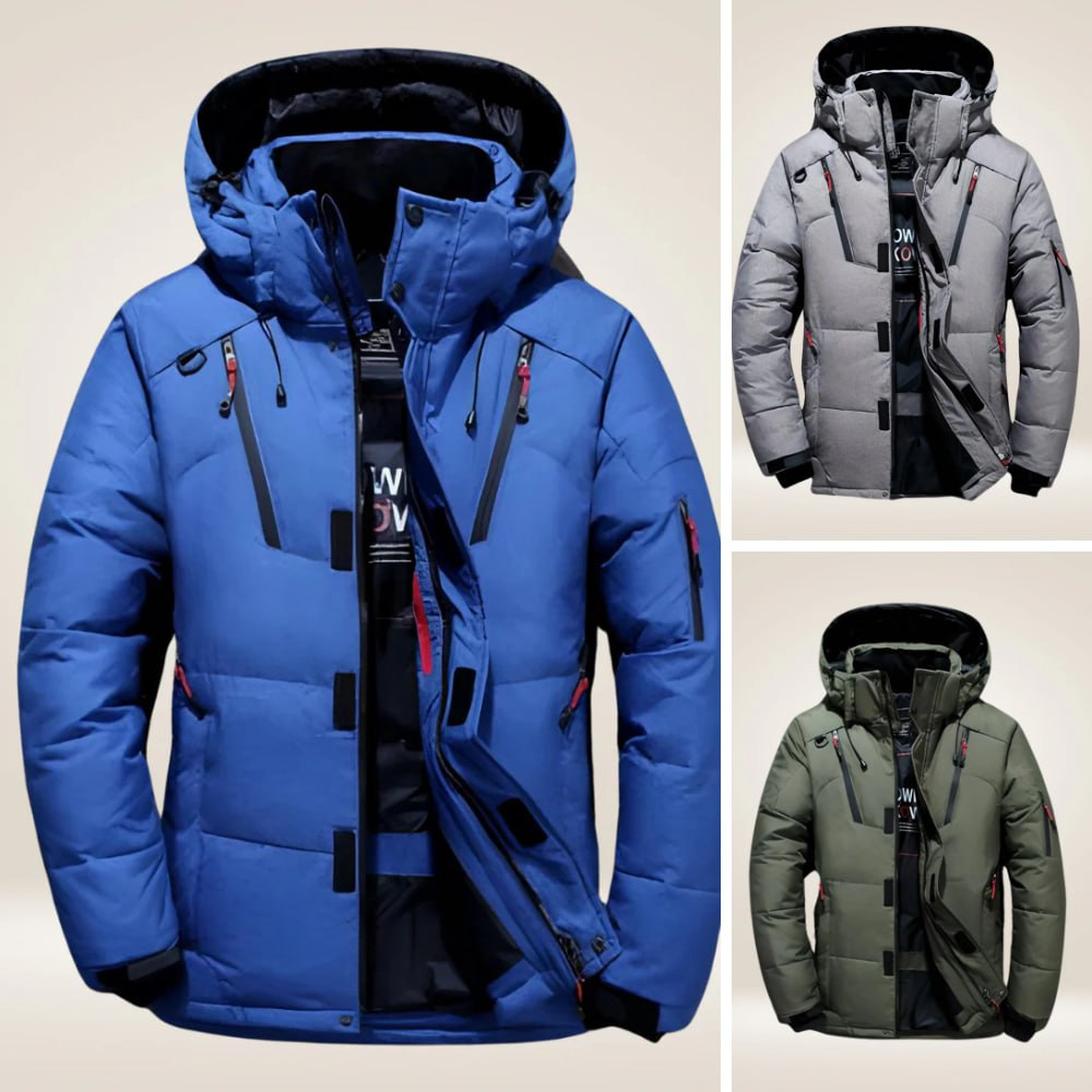 Eric Men's Puffer Jacket with Stand Collar and Hip Hem