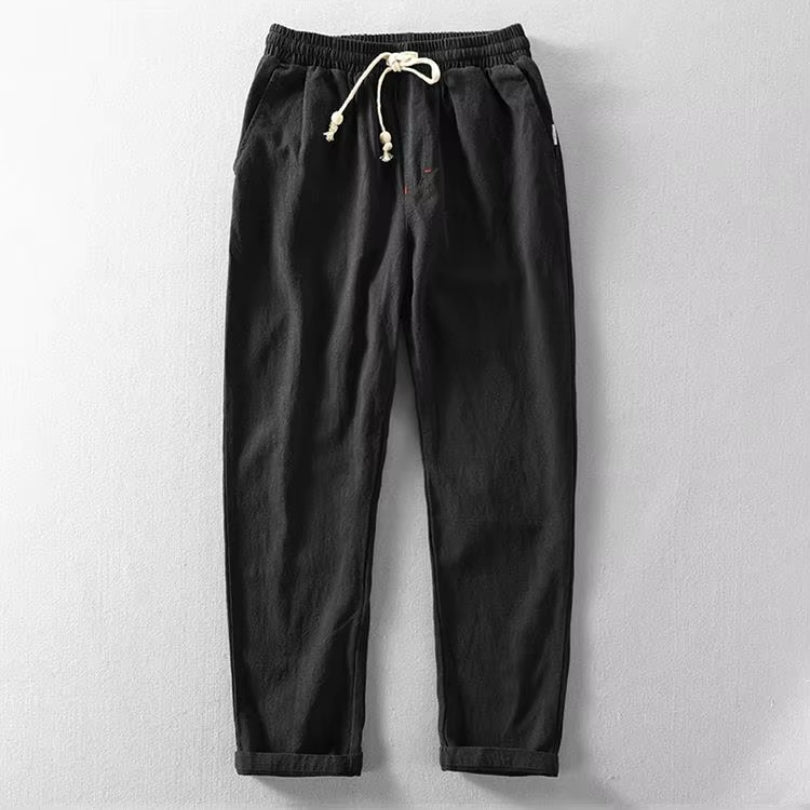 Gavin Men's Relaxed Trousers with Straight Leg - Black