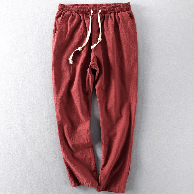 Gavin Men's Relaxed Trousers with Straight Leg - Red