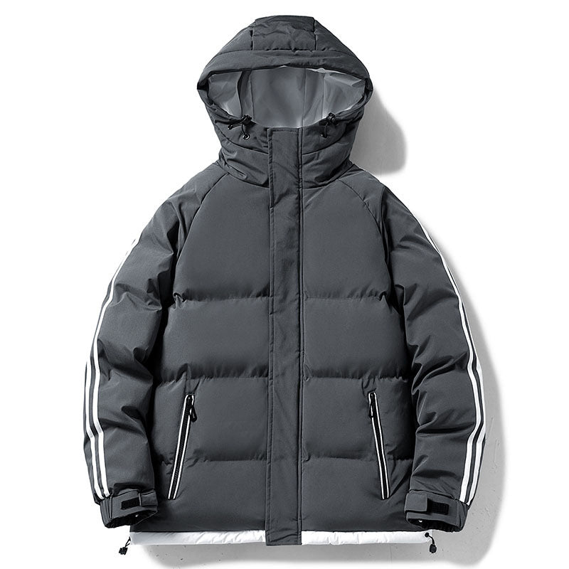 Gustav Men's Puffer Jacket with Contrast Stripes - Gray