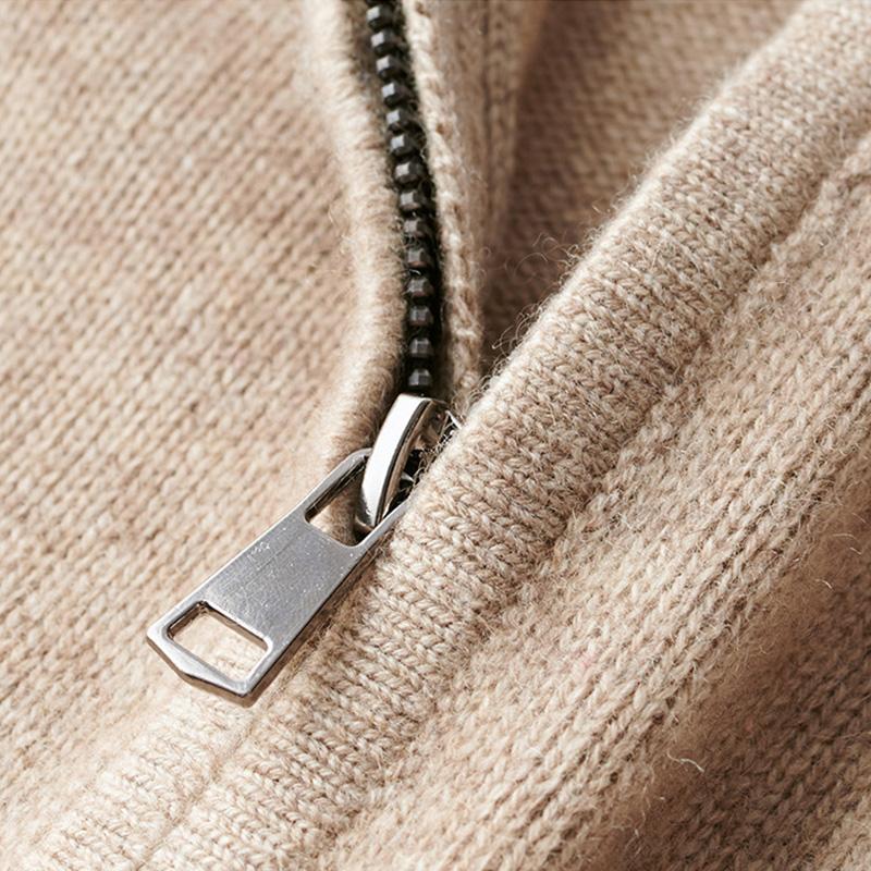 Harris Men's Quarter Zip Sweater with Straight Hem - Beige