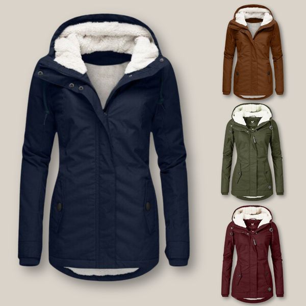 Jessica Pile-Lined Parka with Hood and Placket Zip
