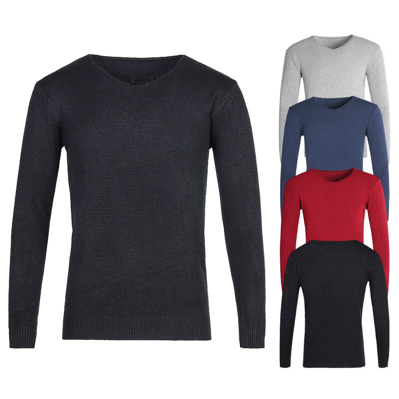 Jorik Men's V-Neck Sweater with Ribbed Trim and Fine Knit