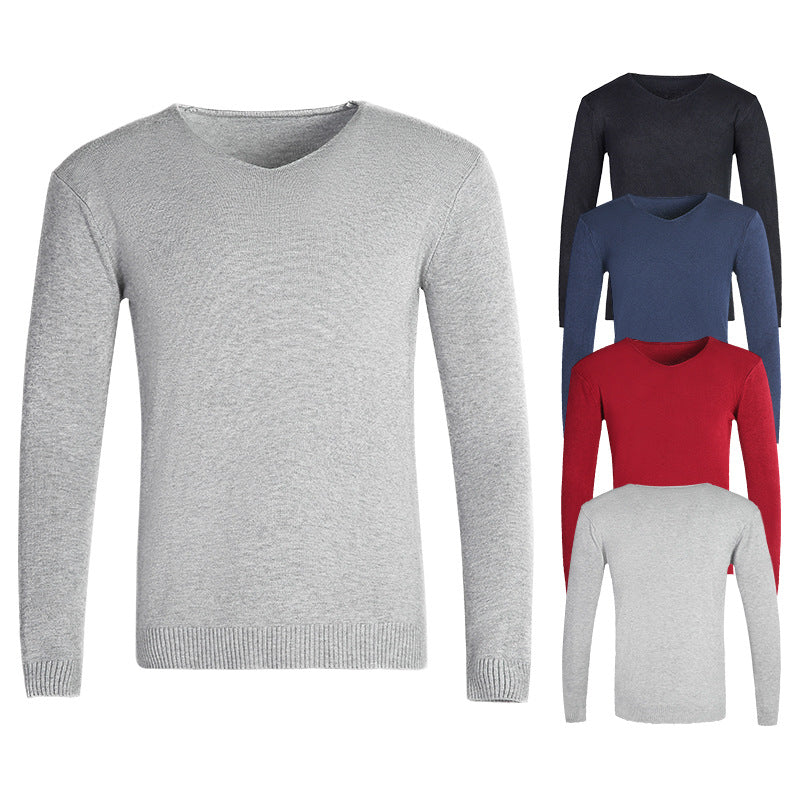 Jorik Men's V-Neck Sweater with Ribbed Trim and Fine Knit