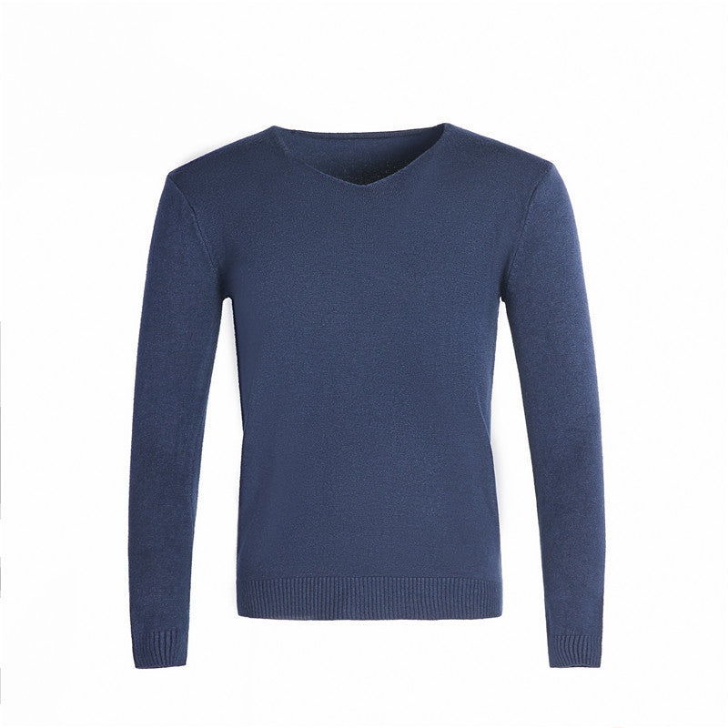 Jorik Men's V-Neck Sweater with Ribbed Trim and Fine Knit - Navy