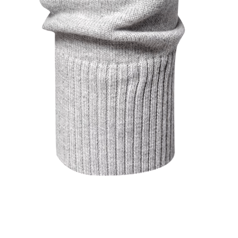 Keifer Men's Quarter Zip Sweater with Ribbed Collar and Hem - Light Gray