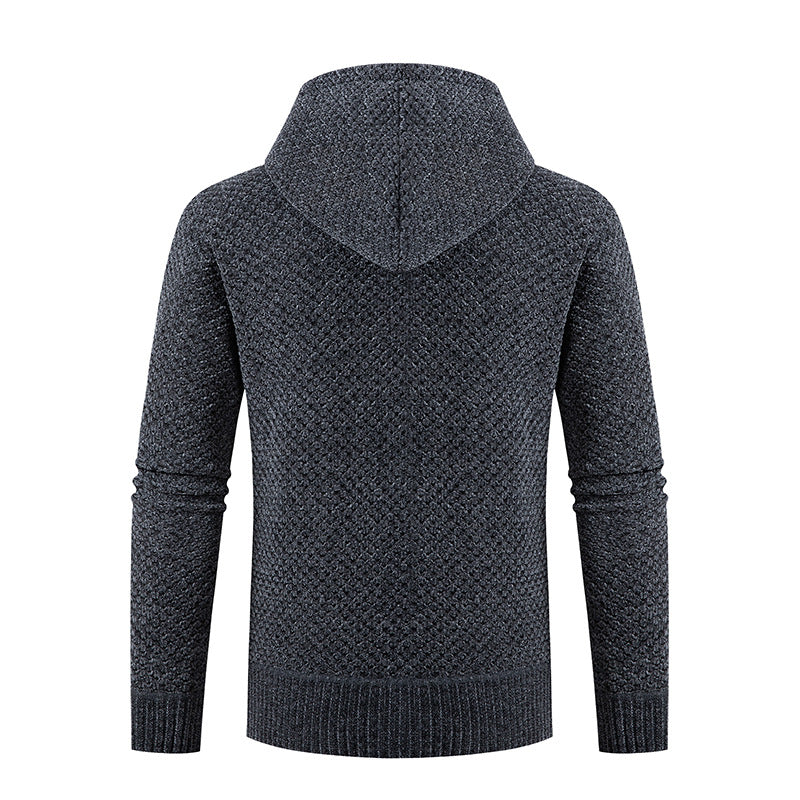 Konstantin Men's Hooded Jacket with Quilted Front - Dark Gray