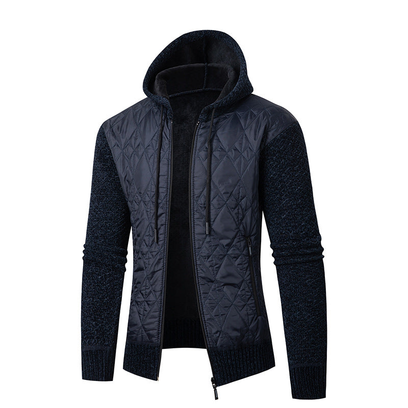 Konstantin Men's Hooded Jacket with Quilted Front - Navy