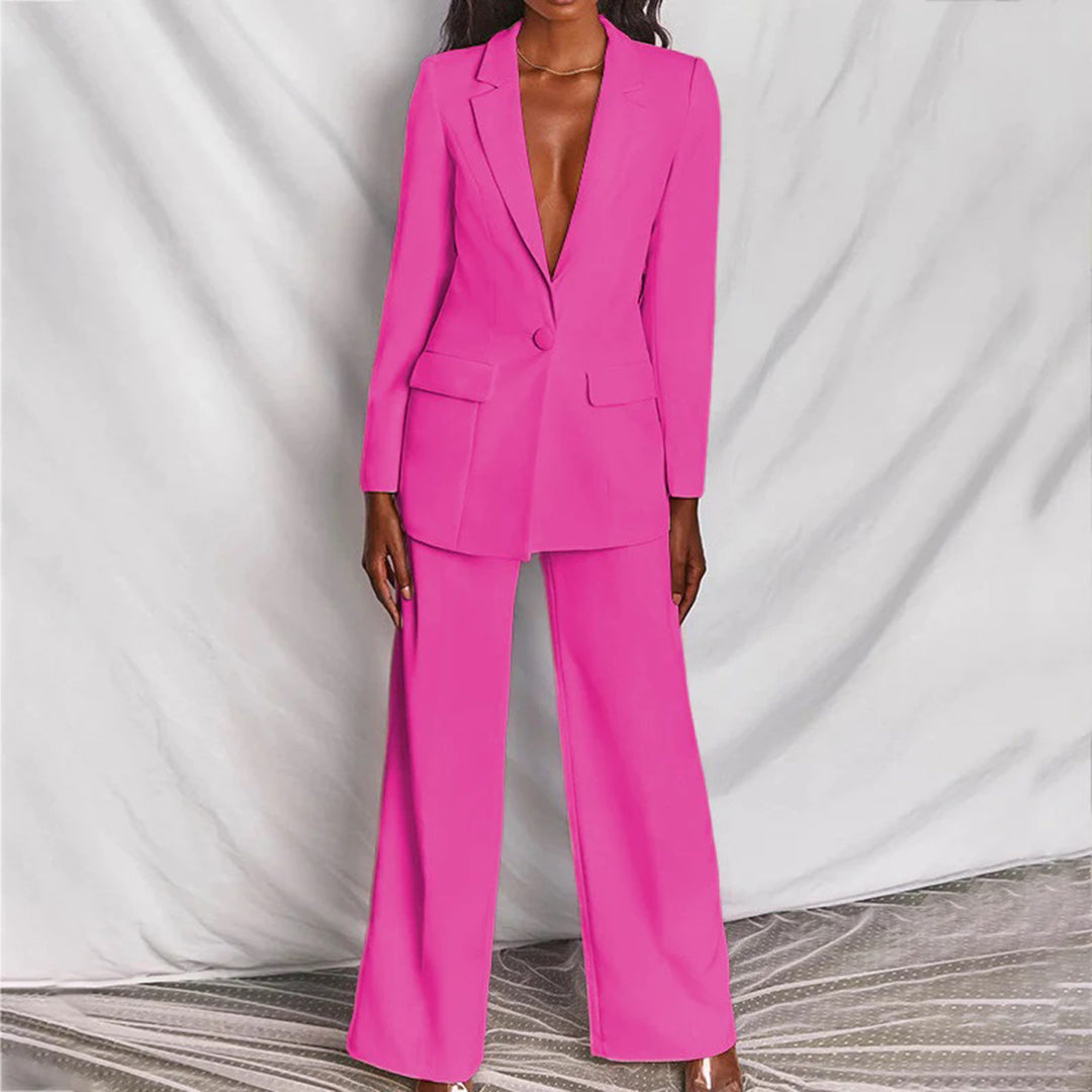 Lucia Two Piece Blazer and Trouser Set in Matching Tones - Pink