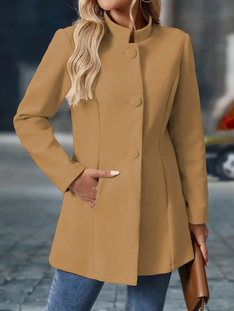Malia Classic Tailored Jacket with Waist Seam - Khaki