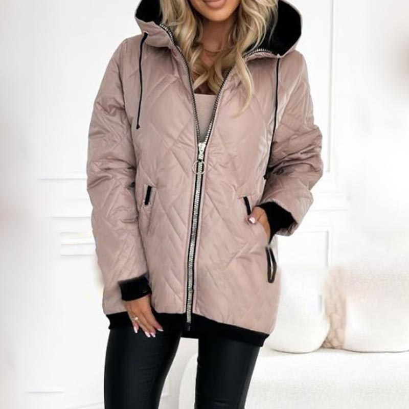 Marcela Hooded Puffer Jacket with Front Pockets - Pink