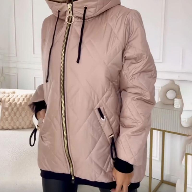 Marcela Hooded Puffer Jacket with Front Pockets - Pink