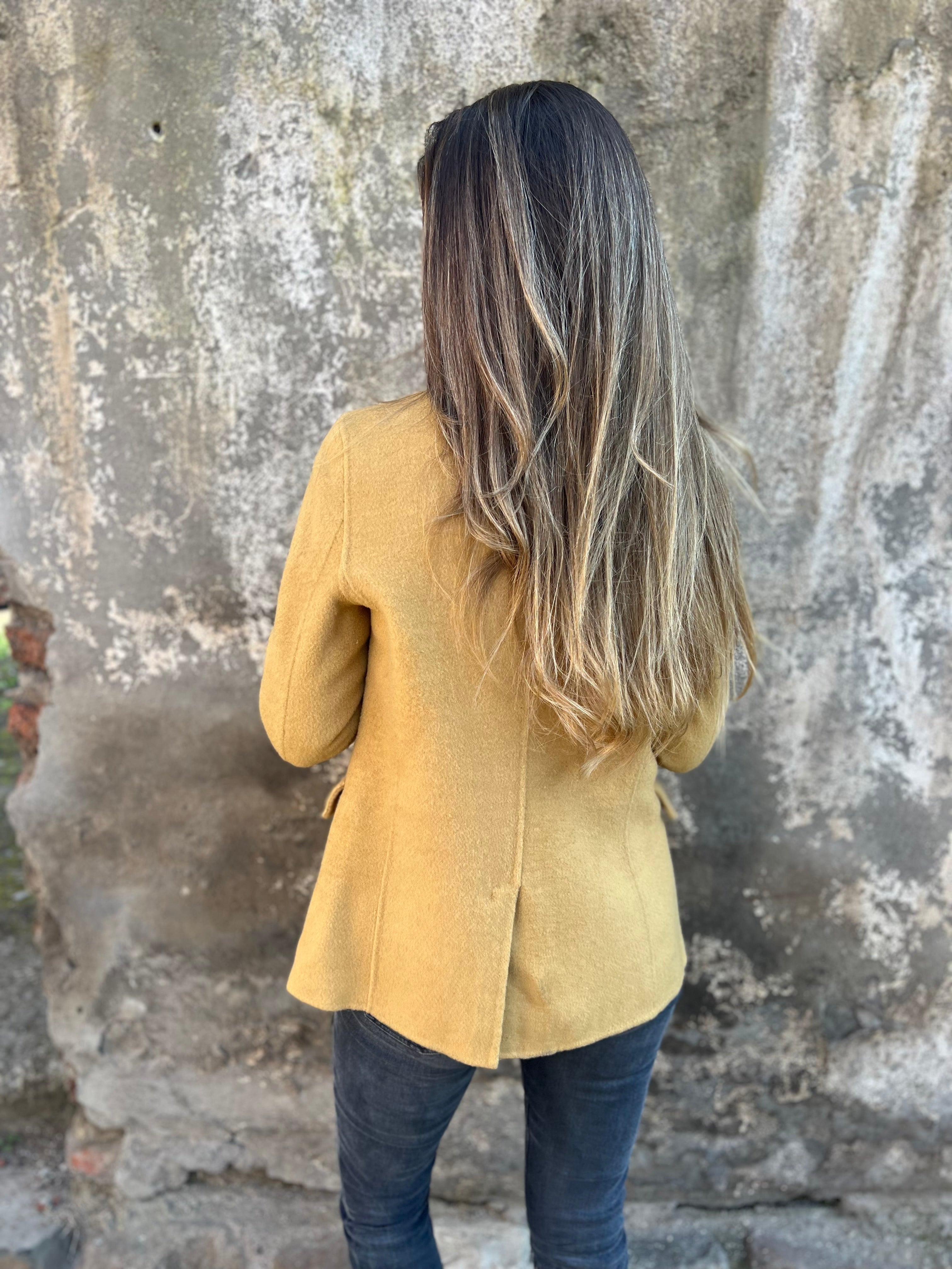 Maya Open Front Blazer with Structured Shoulders - Yellow