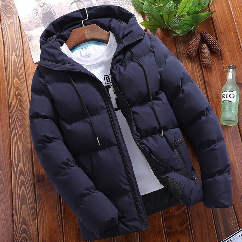 Ottmar Men's Puffer Jacket with Fixed Hood and Full Zip - Navy
