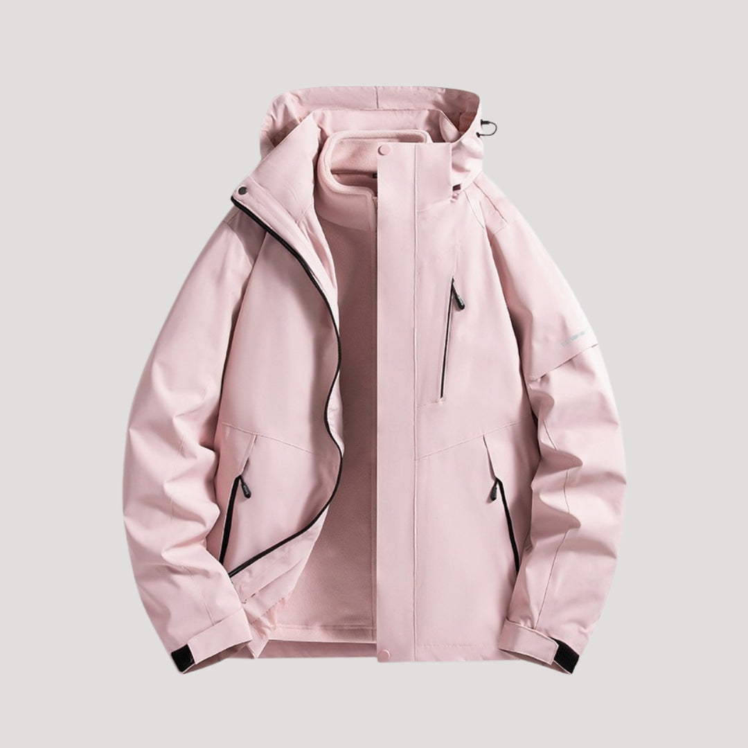Petra Hooded Jacket with Zip Pockets and Drawcord Hem - Pink