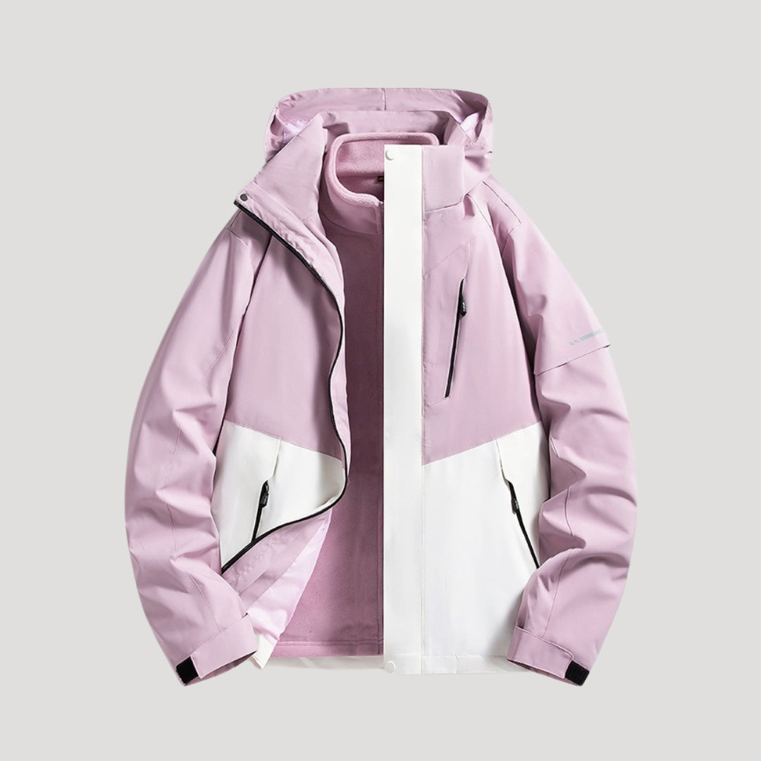 Petra Hooded Jacket with Zip Pockets and Drawcord Hem - Pink