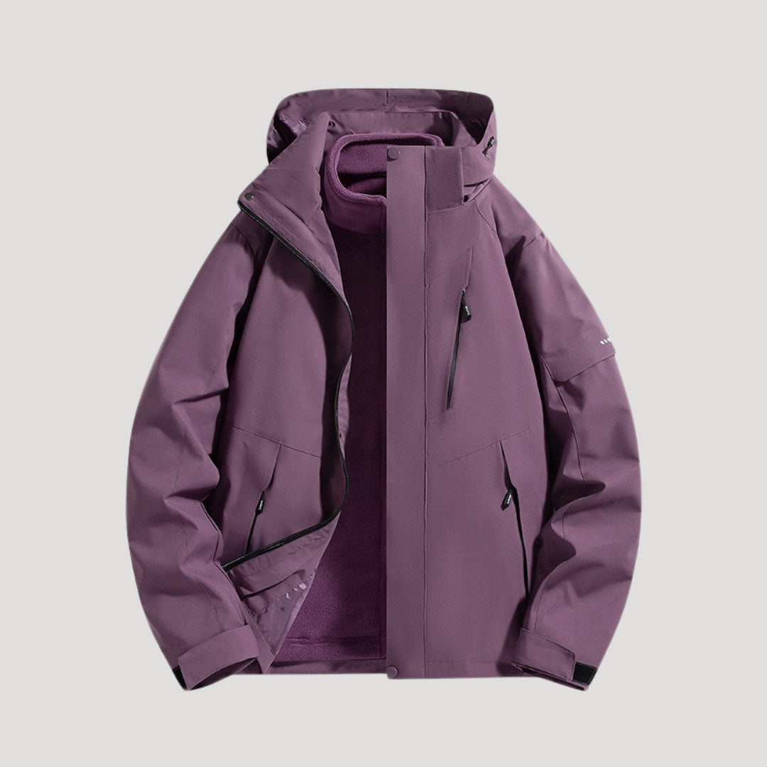 Petra Hooded Jacket with Zip Pockets and Drawcord Hem - Purple
