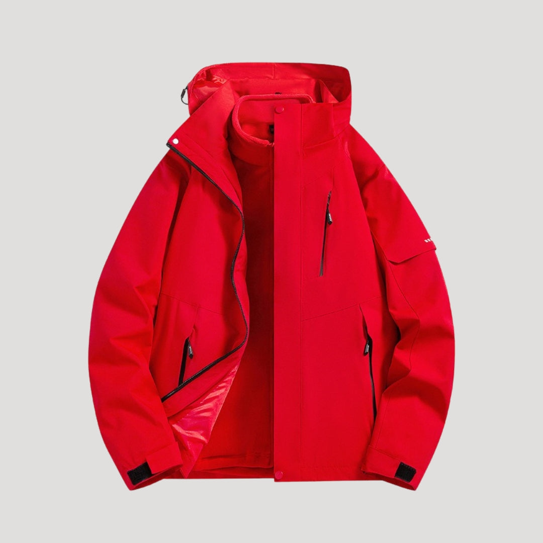 Petra Hooded Jacket with Zip Pockets and Drawcord Hem - Red