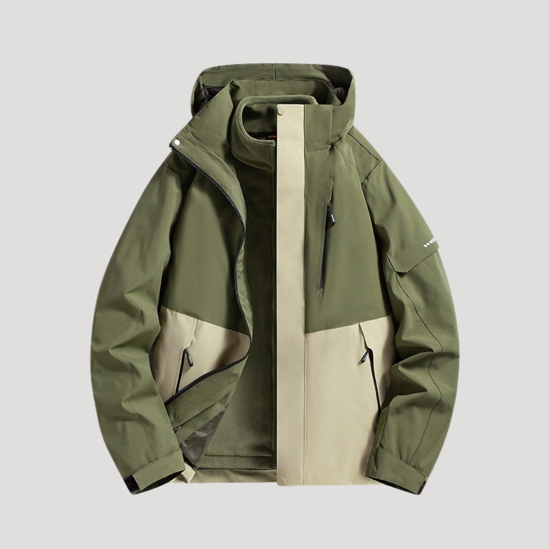 Petra Hooded Jacket with Zip Pockets and Drawcord Hem - Dark Green