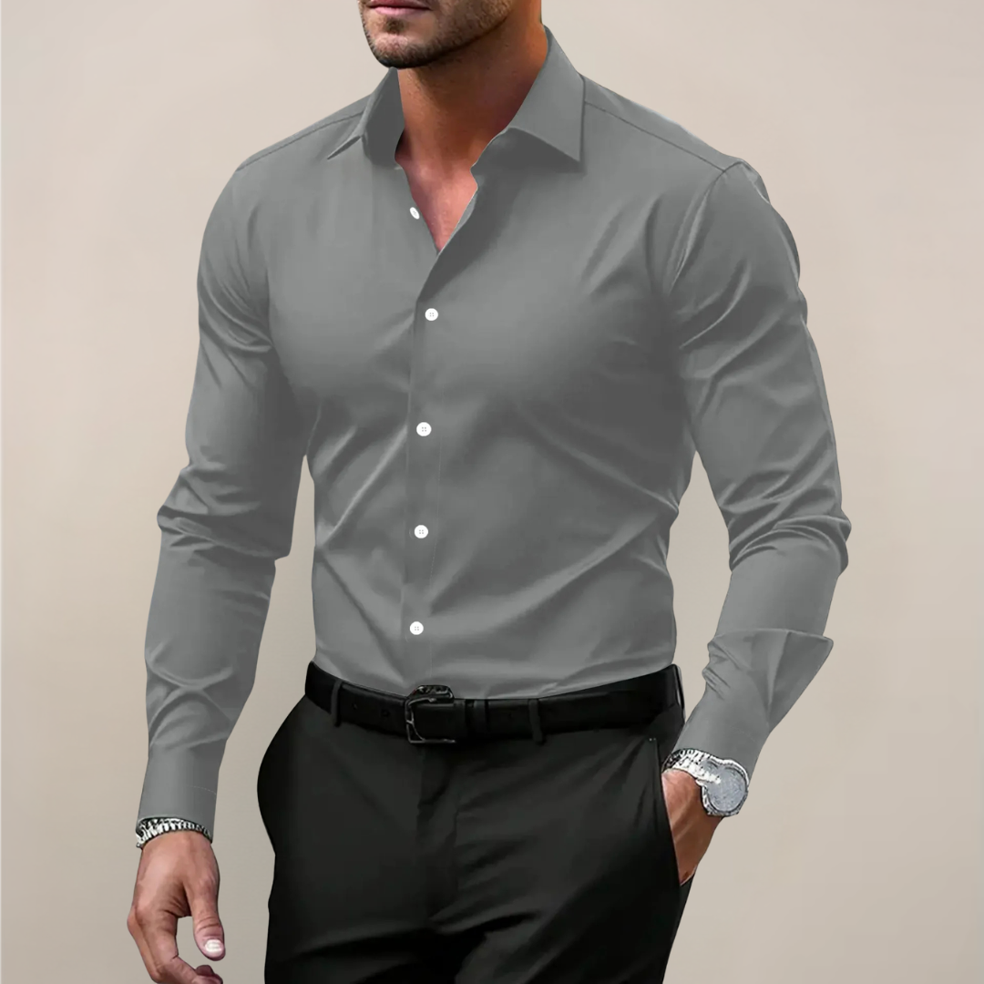 Rafael Men's Pique Polo Shirt with Smocked Collar - Gray