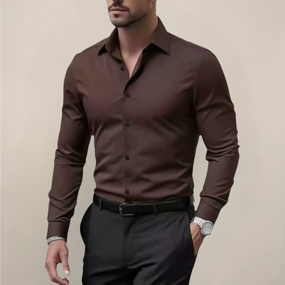 Rafael Men's Pique Polo Shirt with Smocked Collar - Brown