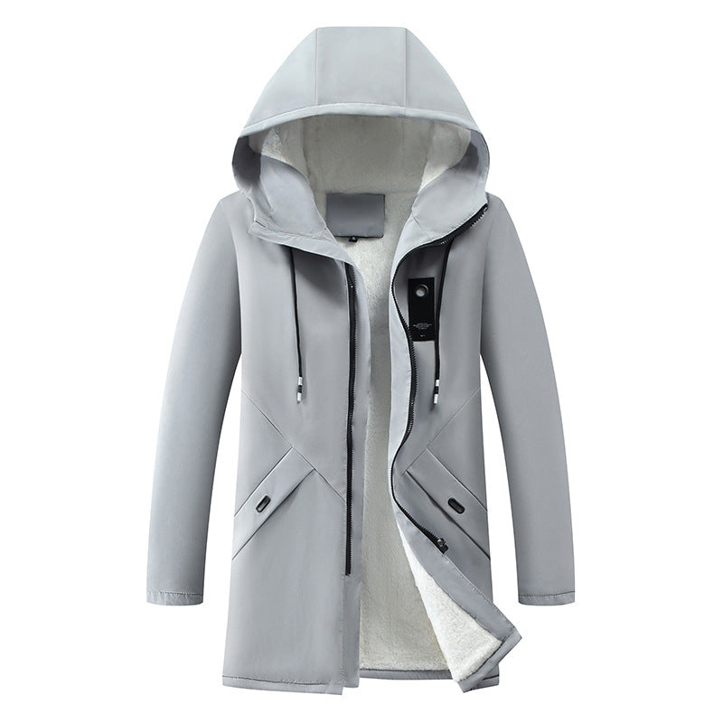 Ruediger Men's Parka with Drawcord Hood and Concealed Zip - Gray