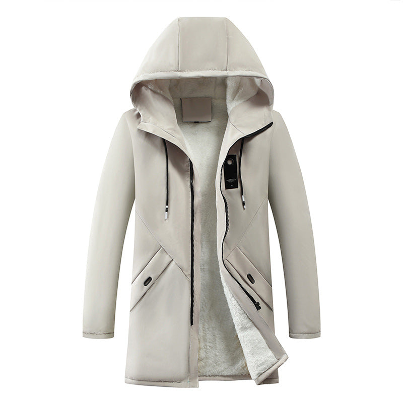 Ruediger Men's Parka with Drawcord Hood and Concealed Zip - Cream White