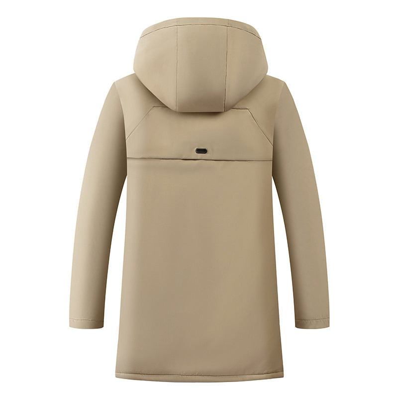 Ruediger Men's Parka with Drawcord Hood and Concealed Zip - Khaki