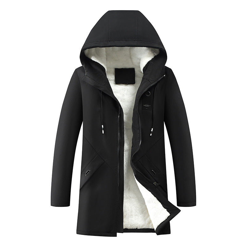 Ruediger Men's Parka with Drawcord Hood and Concealed Zip - Black