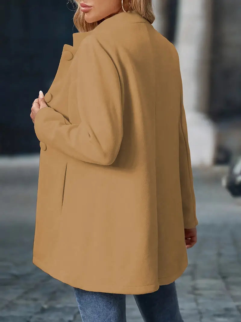 Sonia Collarless Longline Blazer with Open Front Panels - Camel