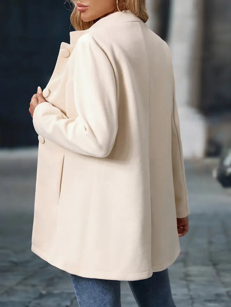 Sonia Collarless Longline Blazer with Open Front Panels - Cream