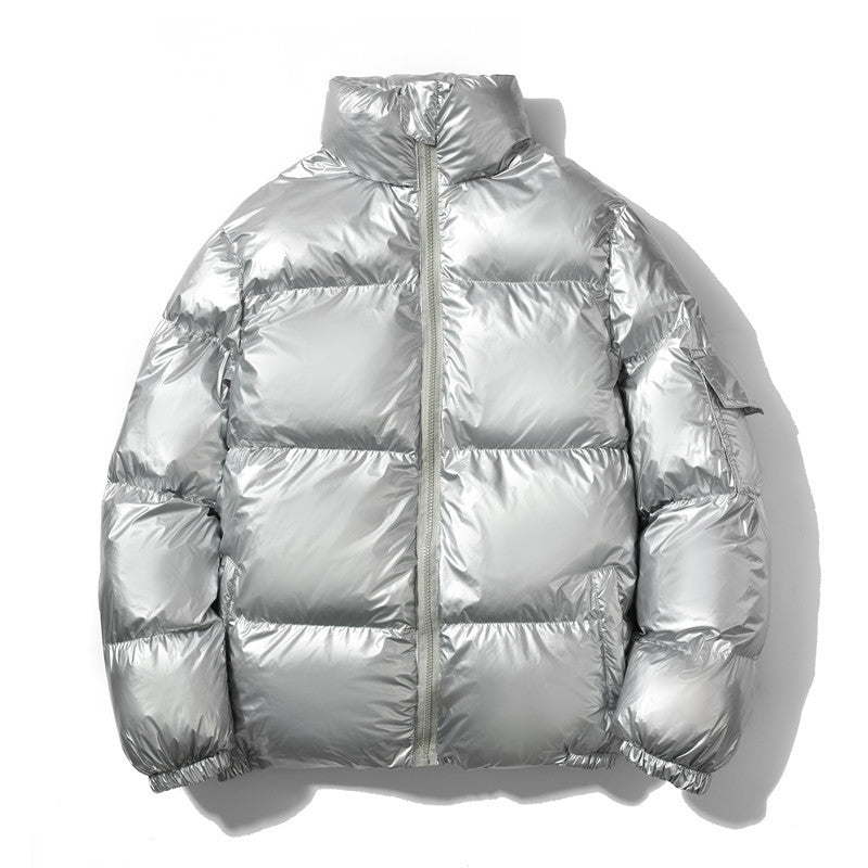 Torsten Men's Oversized Puffer Jacket with Stand Collar - Gray