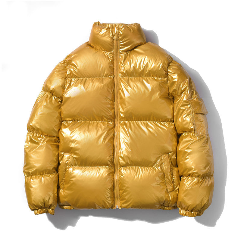 Torsten Men's Oversized Puffer Jacket with Stand Collar - Gold