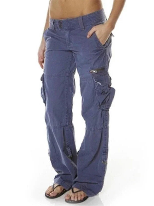 Tyla Street Cargo Trousers with Utility Pockets - Dark Blue