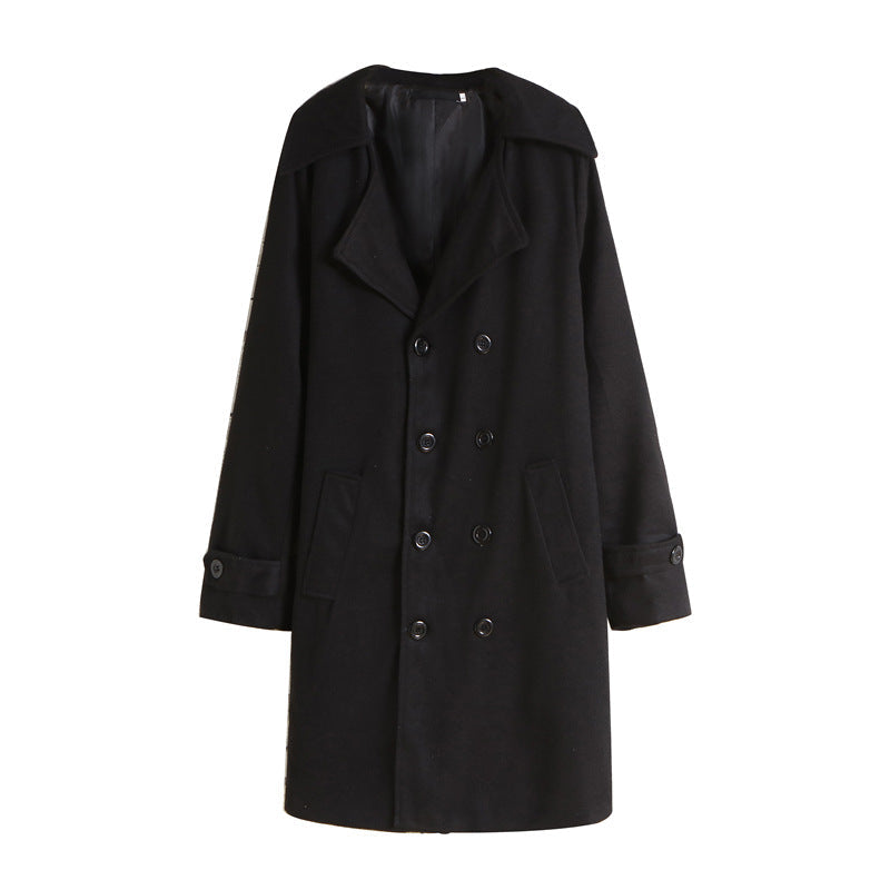 Waldemar Men's Double-Breasted Coat with Wide Lapels - Black