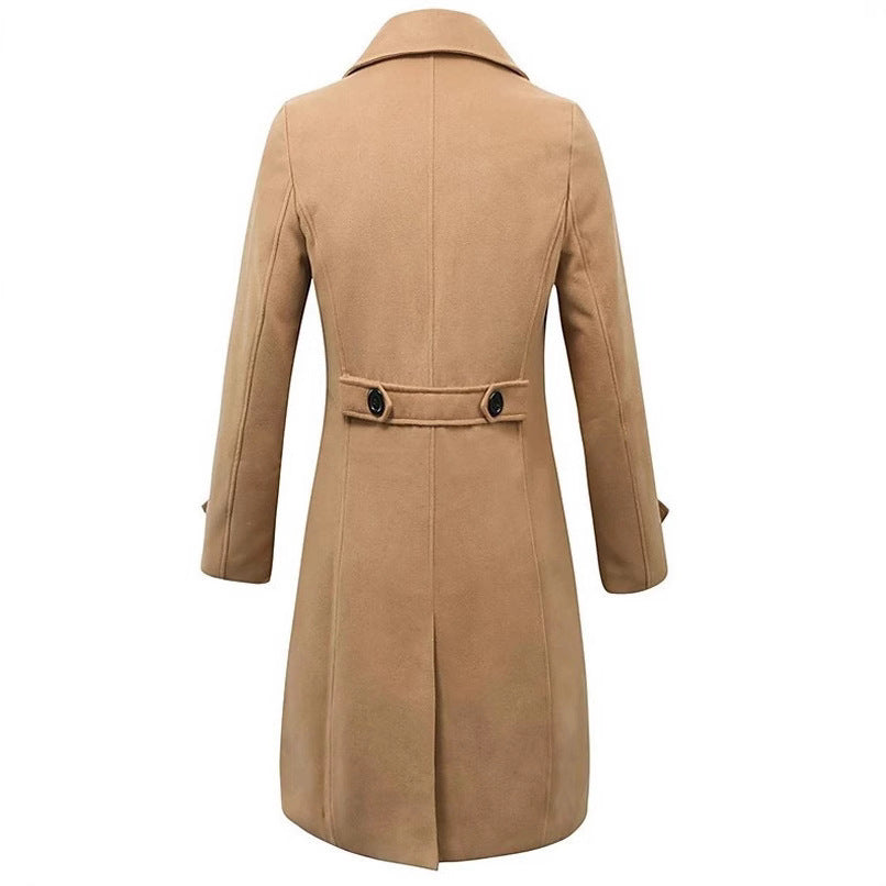 Waldemar Men's Double-Breasted Coat with Wide Lapels - Khaki