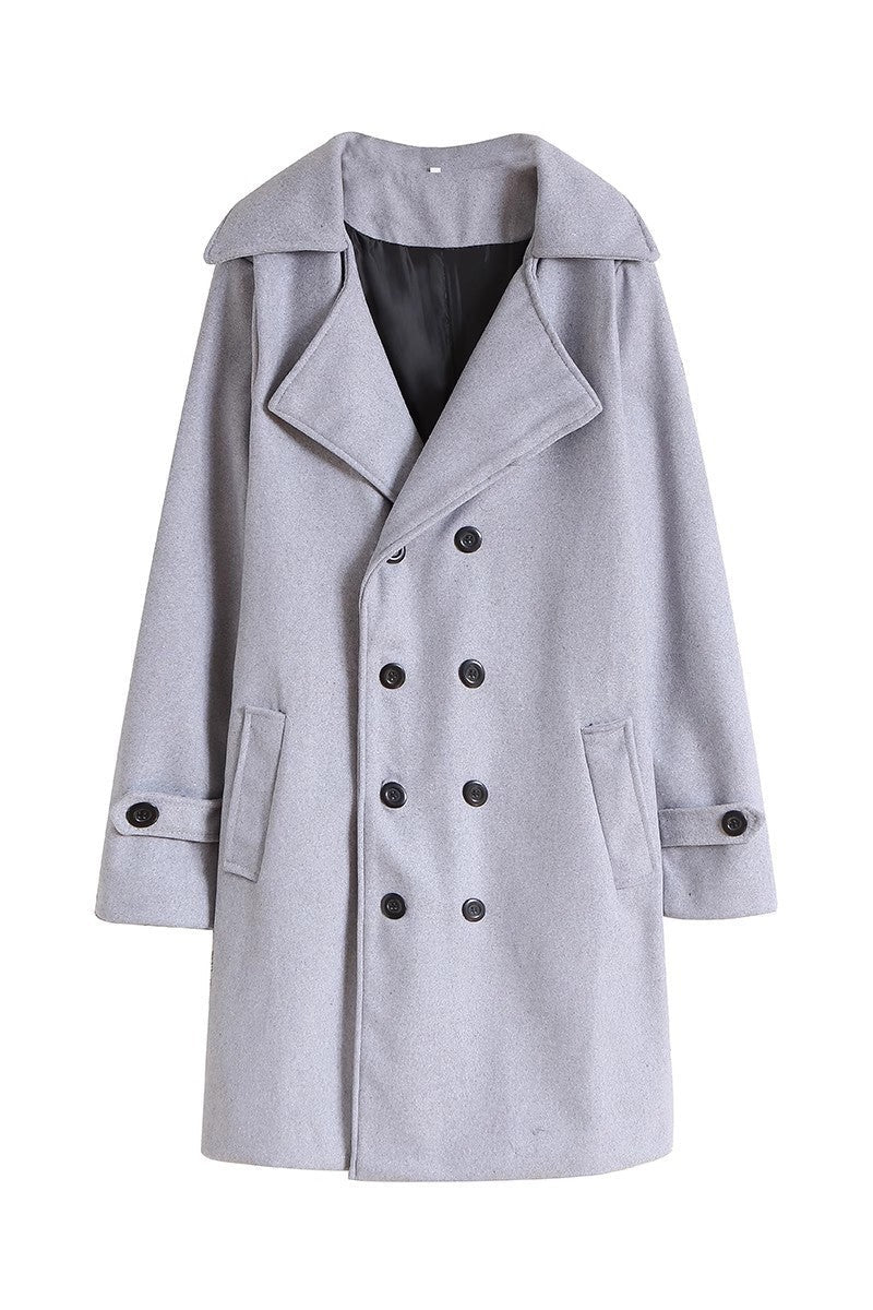 Waldemar Men's Double-Breasted Coat with Wide Lapels - Light Gray