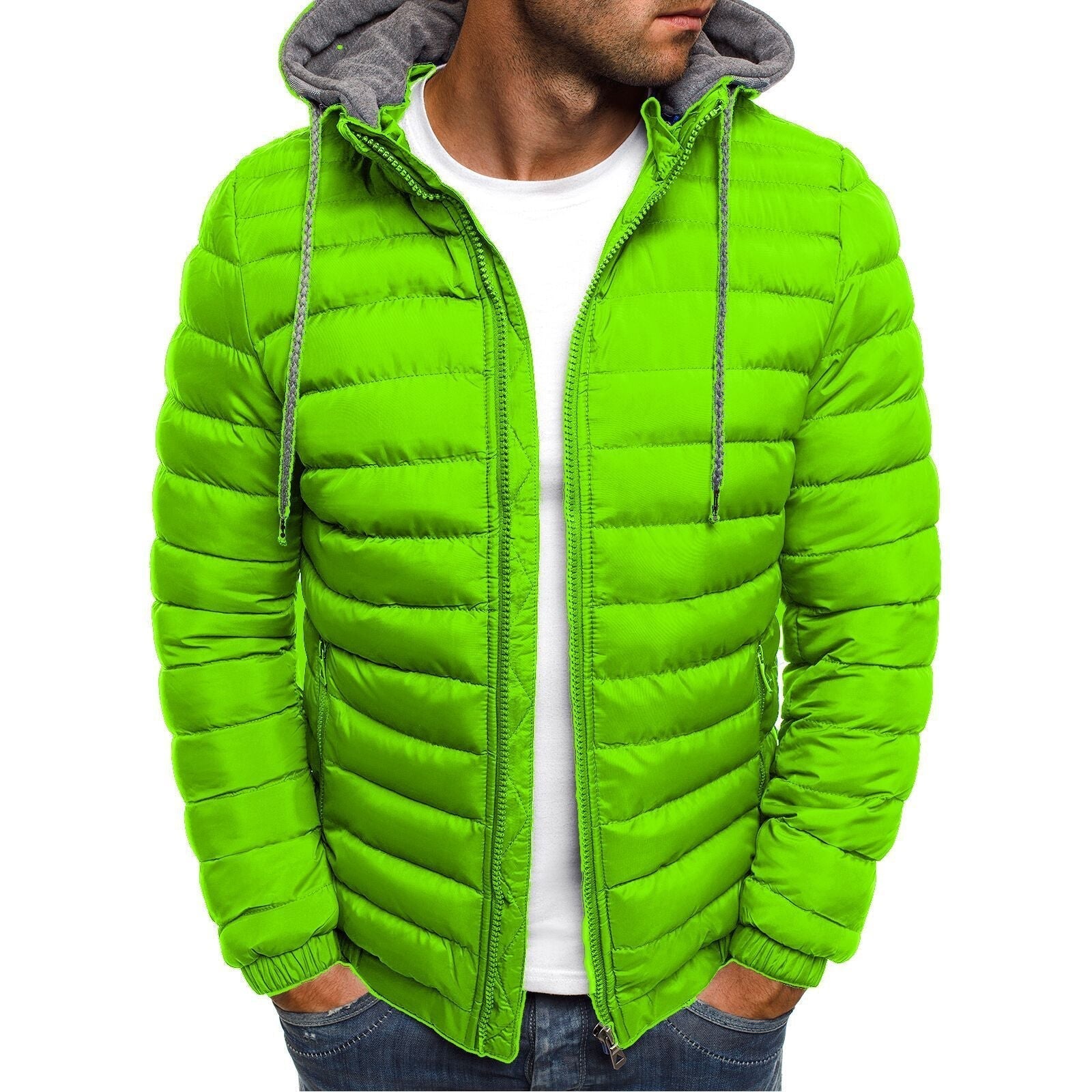 Wendel Men's Lightweight Puffer Jacket with Narrow Channels - Green