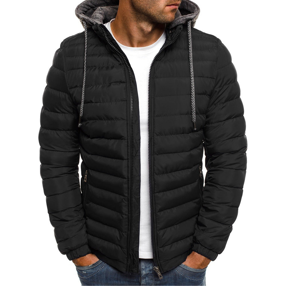 Wendel Men's Lightweight Puffer Jacket with Narrow Channels - Black