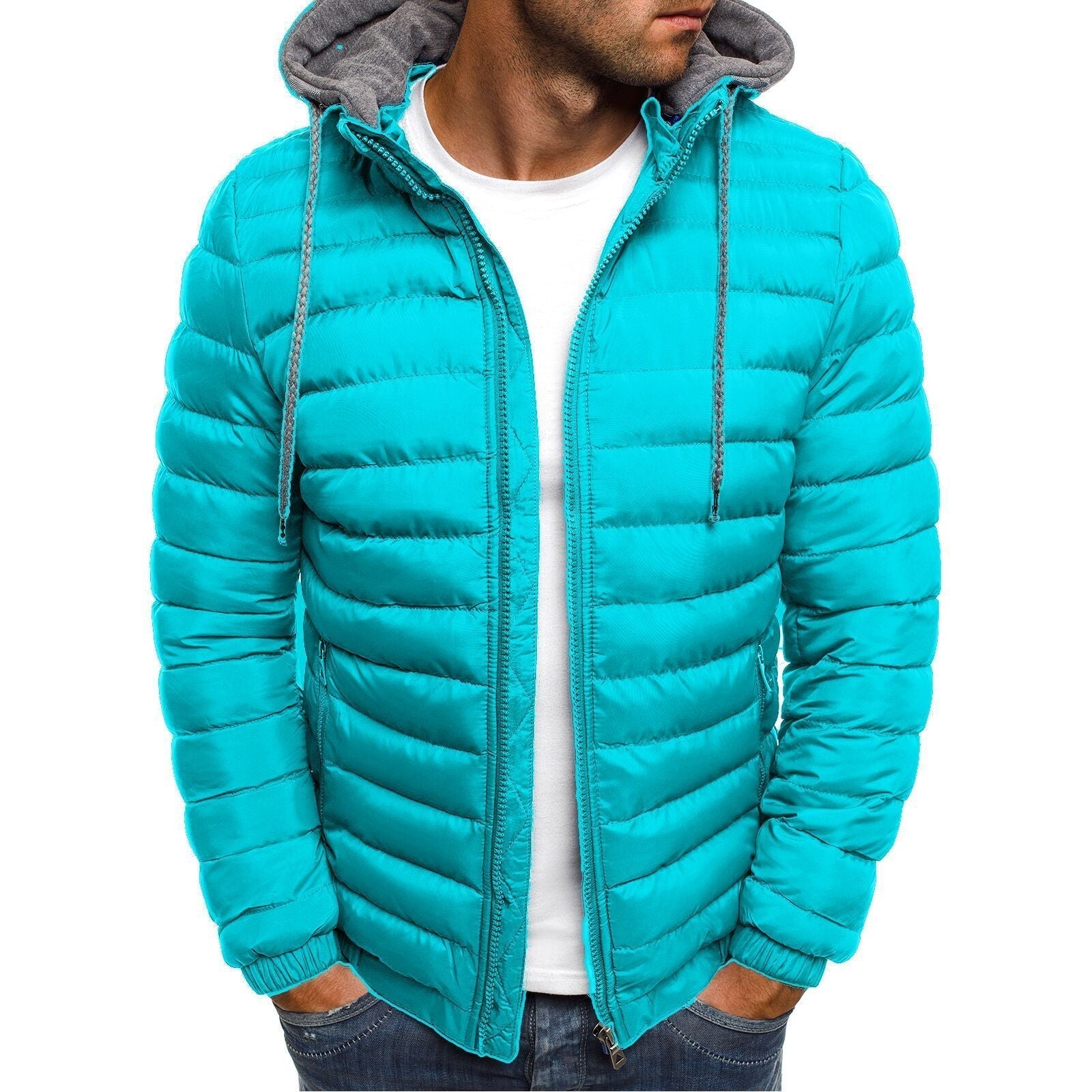 Wendel Men's Lightweight Puffer Jacket with Narrow Channels - Sea Blue