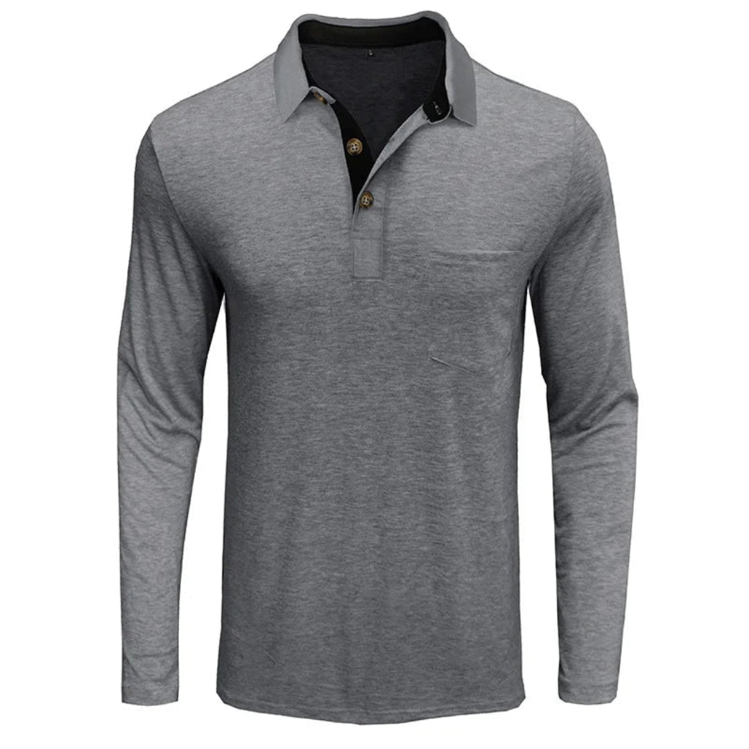 Wilfred Men's Long Sleeve Polo with Ribbed Collar