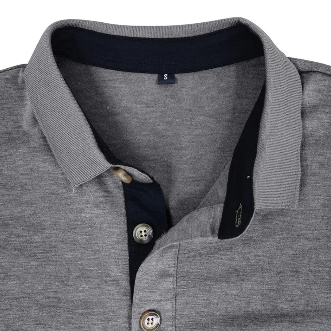Wilfred Men's Long Sleeve Polo with Ribbed Collar