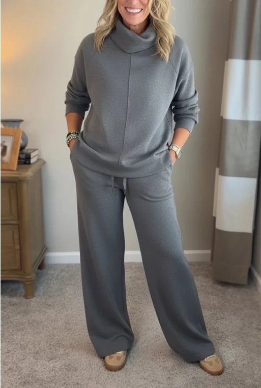 Zoraya Two Piece Lounge Set with Long Sleeves - Gray