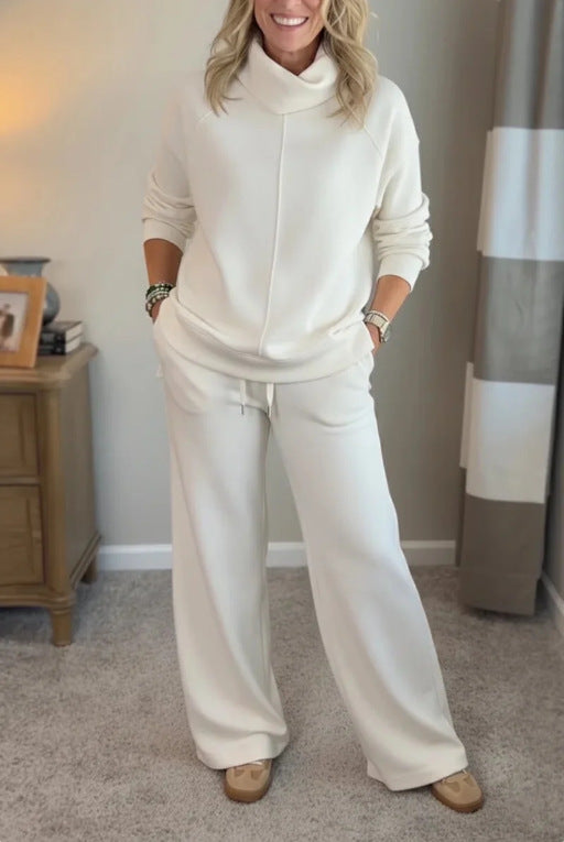 Zoraya Two Piece Lounge Set with Long Sleeves - White