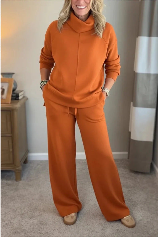 Zoraya Two Piece Lounge Set with Long Sleeves - Orange